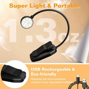 KTEBO Rechargeable LED Book Light – Portable Clip-On Reading Lamp