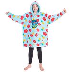 Disney Hoodies for Girls Boys, Kids Oversized Hoodie Blanket, Minnie Mickey Stitch Gifts (Light Blue Tropical)