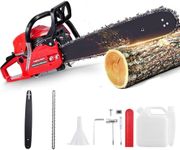 wowspeed 2400W Petrol Chainsaw, 2 Stroke Chainsaw Cordless, 52cc Powerful Gasoline Chainsaws for Forest Cutting Trees, Wood, 20" Metal Saw Blade & Chain with 550ml Fuel Tank