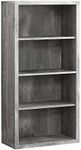 Monarch Specialties Bookcase - Sturdy Etagere with 3 Adjustable Book Shelves - 48”H (Grey)