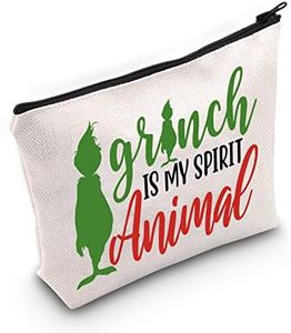 WZMPA Green Monster Cosmetic Makeup Bag Doctor Cat Fans Gifts Monster Is My Spirit Animal Zipper Pouch Bag For Women Girls, Gr-inch Spirit Animal, Fit