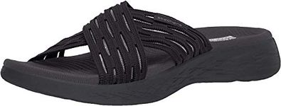 Skechers Women's Go Run 600-Sunrise Slide Sandal, Black, 10