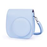 Phetium Instant Mini 12 Camera Protective Case Compatible with Instax Mini 12 11,PU Leather Bag with Pocket and Adjustable Shoulder Strap (Pastel Blue)