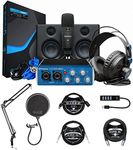 PreSonus AudioBox Studio Ultimate Bundle with Studio Monitors and Recording Software, Blucoil Boom Arm Plus Pop Filter, USB-A Mini Hub, 10' Instrument Cable (1/4"), 10' XLR Cable, and 3' USB Cable