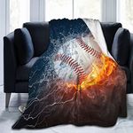 Perinsto Baseball Throw Blanket Ultra Soft Warm All Season Baseball Game Decorative Fleece Blankets for Bed Chair Car Sofa Couch Bedroom 50"X40"