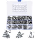 480 Pcs M2/M3/M4 Cross Drive Pan Head Screws Bolts and Nuts Assortment Kit, Stainless Steel Machine Bolts Screws and Nuts, Hex Button Head Bolts and Nuts