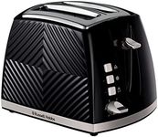 Russell Hobbs Groove 2 Slice toaster, RHT722BLK, Textured Design, 3 Functions, 6 Shade Settings, Extra Wide Slots, Black