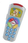 Fisher-Price Laugh and Learn Remote, light-up screen, UK English Version, push buttons and 35+ sing-along songs, tunes & phrases, Baby learning toy, early development, English version DLD30