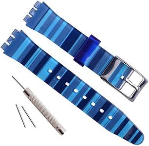 OliBoPo Silver Plated Stainless Steel Buckle Waterproof Silicone Rubber Watch Strap Watch Band (19mm, Gradient Blue)
