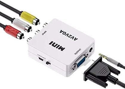 1Goal Mini AV to VGA Converter, AV2VGA HD Video Audio Converter, RCA to VGA UP Scaler 1080P HD Video Converter for HDTV/Projector etc.(1G- AV2GA Converter)(White)