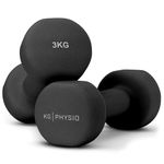 Dumbbells Set Weights by KG Physio - Neoprene-Coated Dumbbells, Sweat-Resistant Dumbellsweights Set with Anti-Roll Technology, Dumbbell Set with Exercise Poster, 1-10kg Dumbbells Pair