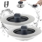 iFealClear 2PCS Kitchen Sink Stopper,3-in-1 Kitchen Sink Strainer,Sink Plug Replacement, Suitable for Sink Holes with a Diameter of 72-86 mm and a Depth > 22 mm