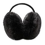 JIHUOO Women Winter Outdoor Plush EarMuffs Faux Fur Adjustable Ear Warmers Black