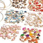 BigOtters 150PCS Enamel Charms for Jewelry Making, Enamel Charm Pendants Assorted Gold Plated Enamel Charm Set for DIY Crafts Bracelet Necklace