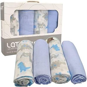 LAT 4 pcs Mantas Bebé,Muselina Manta Bebé, 70 * 70cm 100% Algodón Toalla Facial Infantil, Paños Muselina Bebe（Boys）
