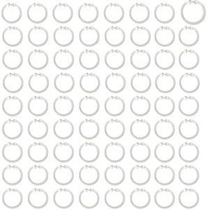 Kutesna 72PCS Clear Plastic O-Ring Shower Curtain Hooks - Modern Bathroom Rings for Smooth Gliding, Heavy Duty Hanging Loops, Easy Install Decor