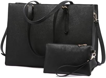 LOVEVOOK 17.3-inch Laptop Bag for Women, Large Capacity Travel Tote Bag with Clutch Purse 2PCs Set, Professional Business Computer Work Bag, Leather Shoulder Briefcase for Office Lady, Black