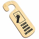 KREEPO Please Knock Before Entering MDF Door Sign Hanger Size(24cm x 8.5cm)_kr47