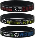 Inkstone Soccer Silicone Wristbands with Motivational Sayings (6-pack) - Soccer Bracelets Jewelry Gifts