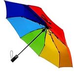 COLLAR AND CUFFS LONDON - Windproof StormDefender Rainbow Compact Umbrella - Small Yet Strong - Fiberglass Frame Folding Umbrella - Auto Open and Close - Multicoloured Canopy - Men Women