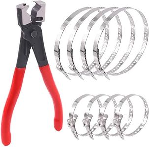 Wokape 9Pcs Hose Clamp Pliers with CV Boot Clamp Kit, Small and Large Stainless Steel Universal Adjustable Drive Shaft CV Boot Crimp Clamp Clic-R Collar Pliers Automobile Repair Tools for Most Cars