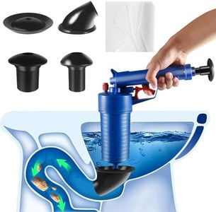 Toilet Plunger, Drain Clog Remover with 4 Sized Suckers, High Pressure Air Drain Blaster Gun, Tub Drain Cleaner Opener, Sink Plunger for Bathroom, Kitchen, Bathtub, Toilet, Floor Drain, Clogged Pipe