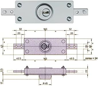 Viro 8271 Serrure blindée pour serran de centrale, prédisposée pour Cylindre européen ropéo, livrée avec rosace de sécurité chrome satiné, aluminium, unique