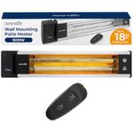 SereneLife Infrared Outdoor Electric Space Heater, Wall Mounted Heater, 1500 W, Electric Patio Heater w/Remote Control 29" x 6" for Restaurant, Patio, Backyard, Garage, Decks Black