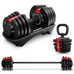 Lifelong Iron 3 In 1 Adjustable Dumbbell-1.5 Kg-18 Kg Weight Adjustment,2 Kg-19 Kg Barbell Extension,1 Kg-10 Kg Kettlebell-Easy Adjustments-Fitness Workout Home Gym Equipment For Men&Women,Black