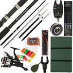 Complete Carp Fishing 8ft Stalker Rod and 2BB Reel Setup With 10lb Line & Tackle | Bite Alarm | Unhooking Mat | Bankstick | Floats | Hair Rigs