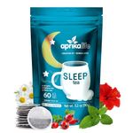 Aprika Life - Sleep Tea with Sleep Guide, 100% Natural Herbal Tea with 12 Herbs Created by Herbalists, Promotes Relaxation, Stress Relief - Restful Sleep - 60 bags