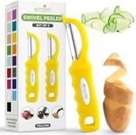 Spring Chef Premium Yellow Swivel Vegetable Peeler for Kitchen, Stainless Steel Potato Peeler with Comfortable Handle, Dishwasher Safe Apple Peeler, Perfect for Veggie, Fruit, Carrot, Mango - Set of 2