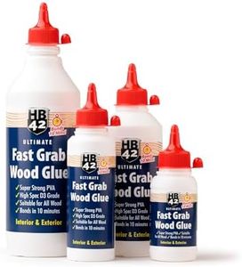 HB42 Ultimate Fast Grab Wood Glue - Fastest and Strongest Bond for Interior and Exterior Woodwork - High Spec D3 Grade - Bonds in 10 Minutes, Stronger Than Wood Itself! (500ml)
