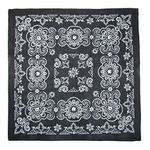 27 Inch Extra Large Cotton Texas Paisley Bandana, Black