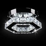 Cainjiazh Mini Chandelier Crystal LED Ceiling Light Fixture Modern Pendant Lamp Semi Flush Mount Crystal Ceiling Lighting for Hallway Staircase Staircase Kitchen Bedroom Dinning Room(Cool White)