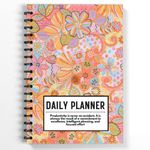 Amazon Brand - Umi Daily Planner Undated, Schedule Your Day, Manage to-do List, Goals Tracker, Wellness Tracker - 3 Month Planner (Floral/Pink)