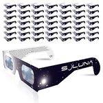 Soluna Solar Eclipse Glasses - CE and ISO Certified Safe Shades for Direct Sun Viewing - Made in The USA (50 Pack) - Lunettes Pour éclipse Solaire