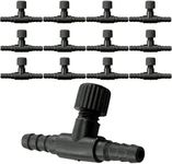 SZXMDKH 13 Pack T Shape Aquarium Control Valves Single Way Black Plastic Aquarium Hose Connector Air Flow Control Regulator Air Valve for 5 mm ID Tubing