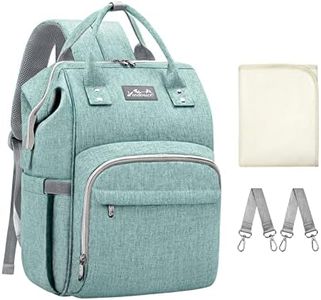 Viedouce Sacs à Dos à Langer Pour Bébé Sac de Voyage,Sac à Couches Imperméable Oxford Sacs,Grand Capacité Sac à Dos avec 1 Matelas à Langer et 2 Sangles de Poussette (Cyan)
