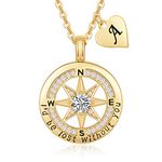 Compass Initial Necklace for Women 18k Gold Filled Letter Pendant Jewelry Gifts for Her Wife Girlfriend Mom Daughter on Birthday Anniversary Valentines Mother’s Day Christmas I’d Be Lost Without