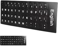 (English Keyboard Stickers) (4 Pack) Self-Adhesive Keyboard Stickers - Waterproof White Lettering with Black Background Keyboard Stickers for Computer Laptop Replacement Typing Keyboard Skin (English Keyboard Stickers)