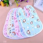 FOK 10 Pc Cotton Washable Absorbent Stylish Printed Baby Bib - Random Color