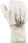 HEAT HOLDERS Ladies Cable Knit ASH Converter Mittens - One Size Fits Most - 1 Pair - Stay Warm and Stylish (Cream)