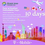 North America Mobile Travel Plan(USA Travel sim Card): Flexible Days(10 Days Included), Unlimited Data/Calls/Texts, T-Mobile SIM