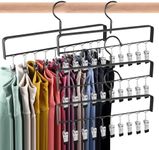 Gumilyo Legging Organizer for Closet, 4 Pack Pant Hangers Space Saving with Clips Holds 40 Pants/Jeans, 360° Swivel Clothes Hanger for Closet Organizers and Storage