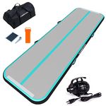 ChampionPlus Inflatable Air Mat, Track Tumbling Mat, 3 m Gymnastics Mat, Gym Mat with Electric Air Pump, Yoga Mat, Camping Training Mat, Fitness, Yoga, Sports Mat (Mint Green/Black)