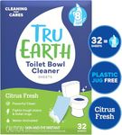 Tru Earth Toilet Bowl Cleaner, Citrus Fresh, 32 Ultra Concentrated Sheets, Septic-Safe Bathroom Cleaner, Easy to Use, Plastic Jug-Free, No Mess Toilet Cleaning, Helps Remove Rings, Stains & Odor