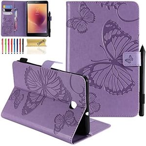 Galaxy Tab A 8.0 2018 Case, Dteck Slim Fit Embossed Butterfly Pattern PU Leather Folio Stand Case with Card Holders Cover for Samsung Galaxy Tab A 8 inch 2018 Release SM-T387 Tablet, Purple