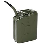 Karlhome 20 Litre 5 Gallon Metal Gas Can Fuel Tank Can Petrol Diesel Storage Can Portable with Spout System, for Automobile Vehicle Off Road Emergency Supply, Green