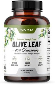 Olive Leaf Extract Capsules - Super Strength 40% Oleuropein for Blood Flow Support, Improve Digestion, Antioxidant Boost Supplement, Improve Brain Function (60 Capsules)